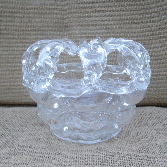 Vintage Art Glass Rose Bowl with Flower Frog - Picture 4 of 16